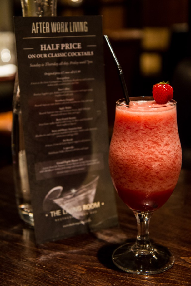 Strawberry Daiquiri - Bacardi Superior rum, shaken with fresh strawberries, lime and sugar - £7